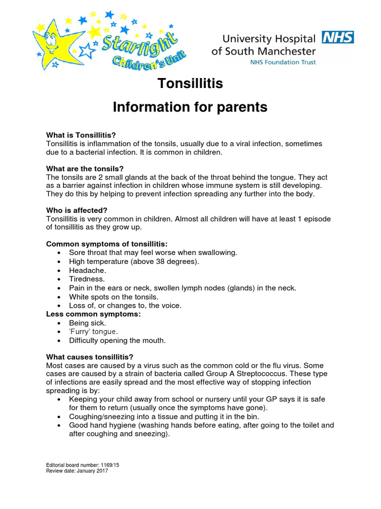 Tonsillitis Information For Parents | PDF | Epidemiology | Medical ...