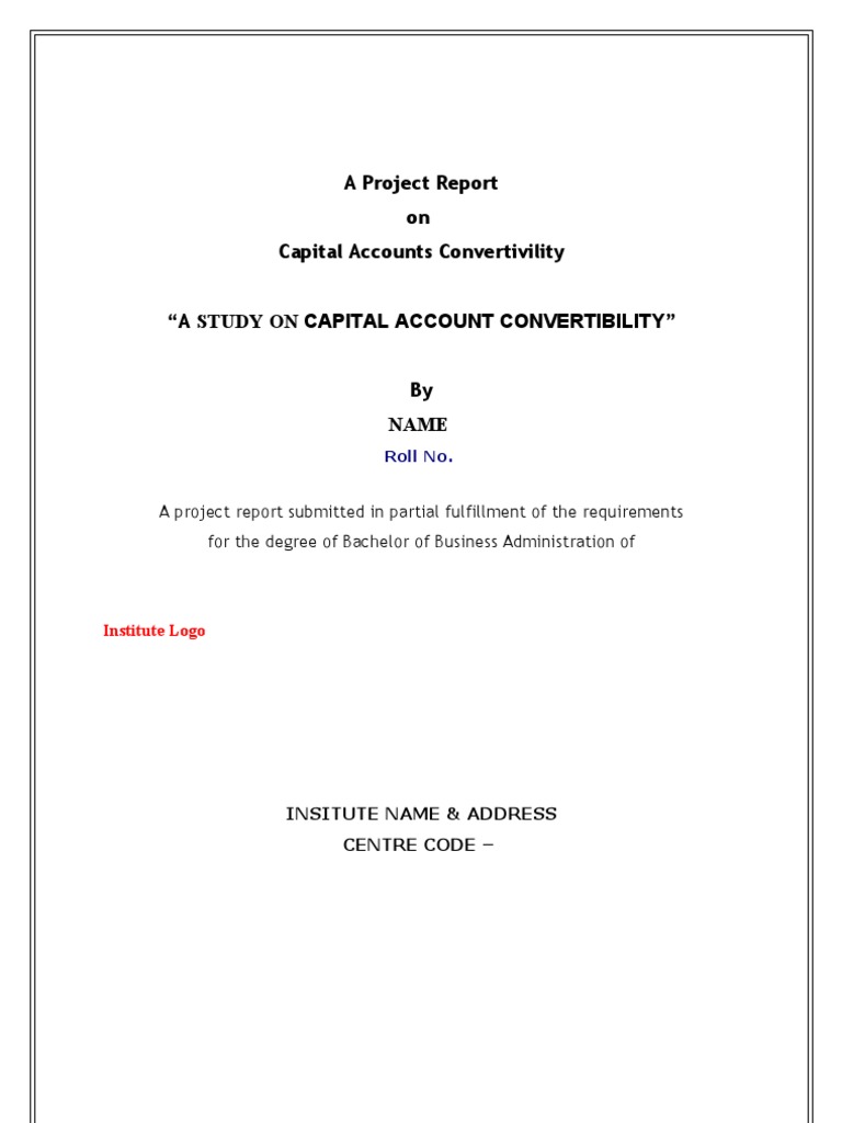 A Project Report On Capital Accounts Convertivility | PDF | Capital ...