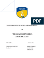 "Importance of Voice in Communication": Business Communication Assessment File ON