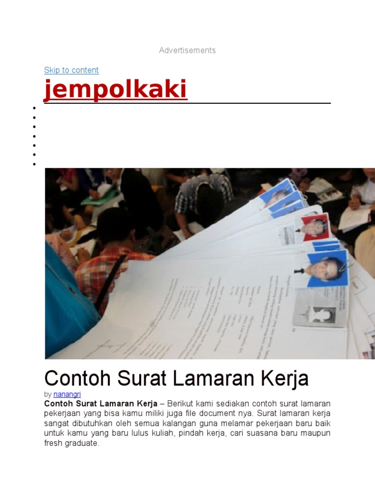 Contoh Surat Lamaran Kerja Untuk Spg Event - Kumpulan ...