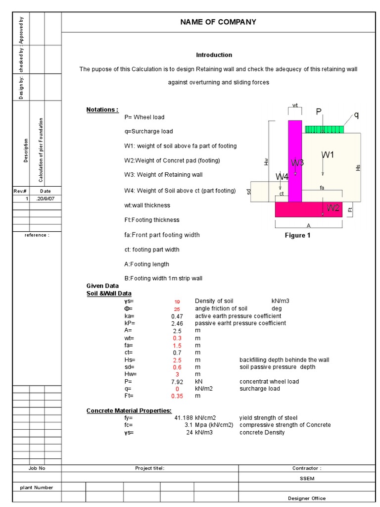 Retaining Wall Design Calculations | PDF | Mechanical Engineering ...