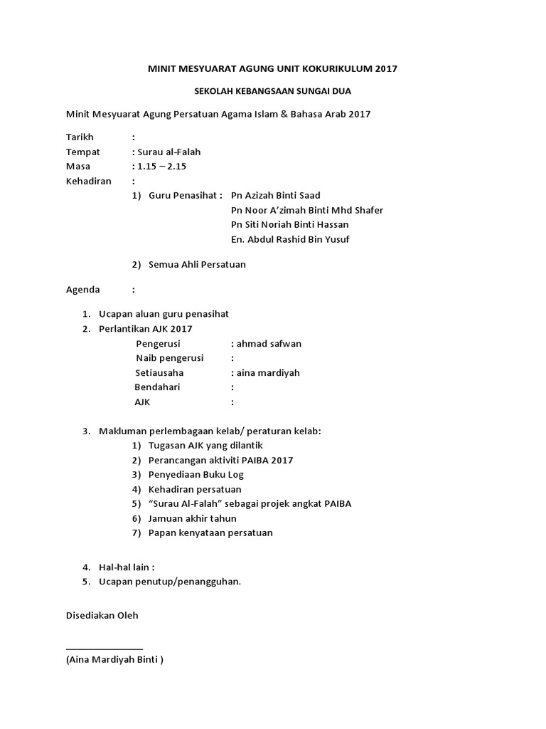 Perancangan Tahunan Persatuan Agama Islam Pdf