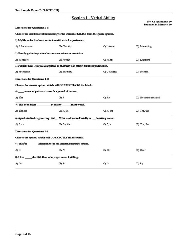 NACTECH Sample Paper 2 Overview | PDF | Data Type | Table (Database)