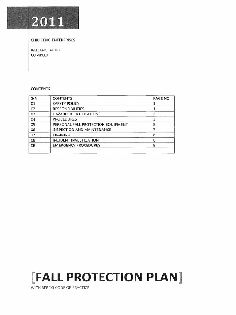 Fall Protection Plan PDF PDF Emergency Scaffolding