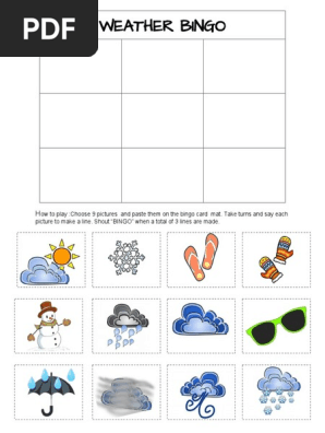 Bingo game: the weather 