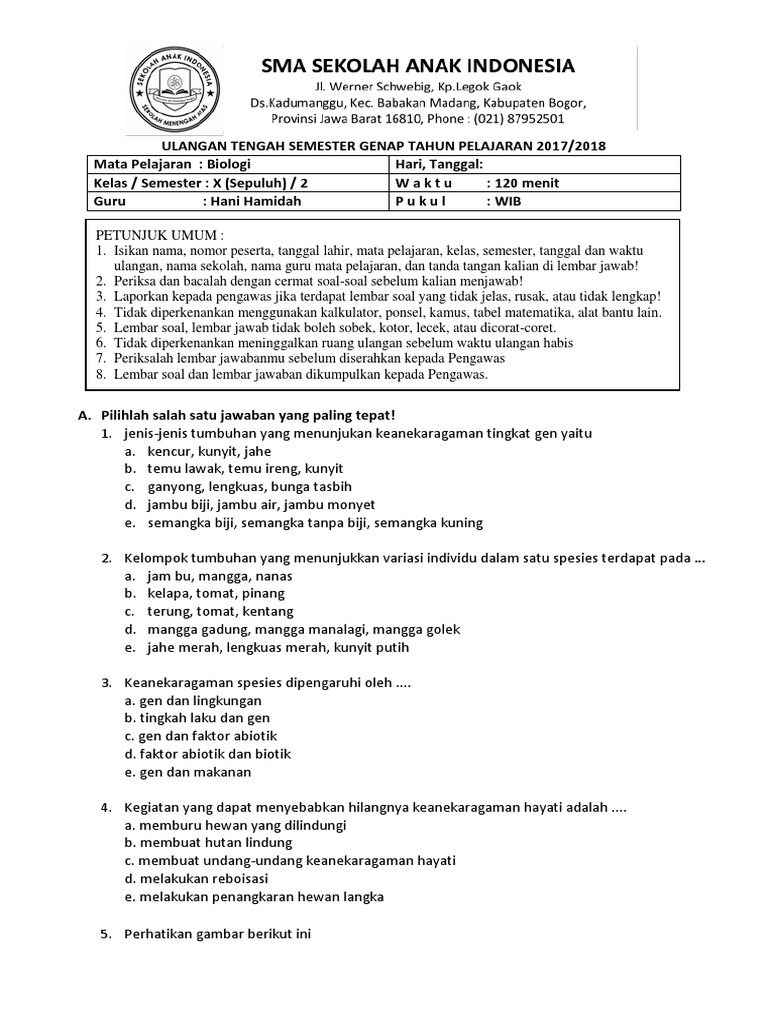 Kumpulan Soal Biologi X Ipa Smeter2 Tumbuhan Ilmusosial Id