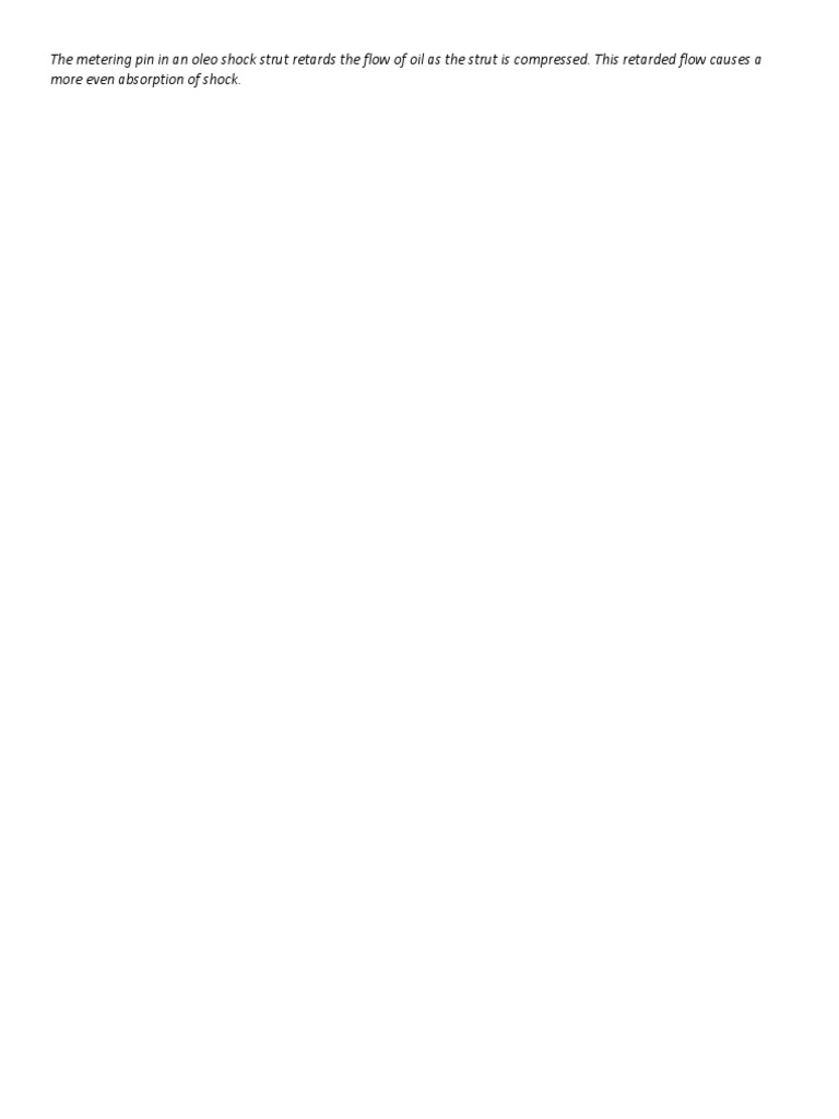 The Metering Pin in An Oleo Shock Strut Retards The Flow of Oil As The ...