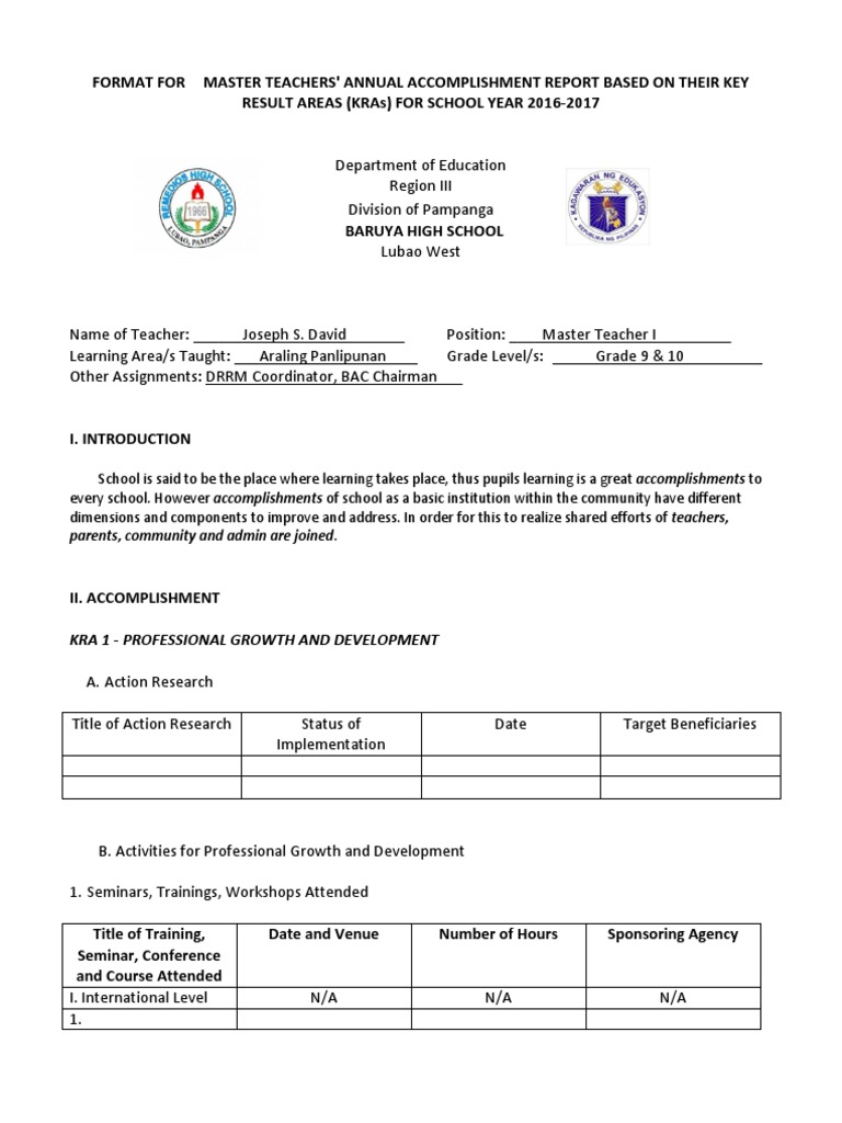 Format For Master Teachers | PDF | Teachers | Behavior Modification