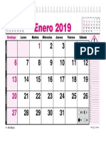 Calendario 2019 Planificador Mensual Horizontal 22x34 Cm