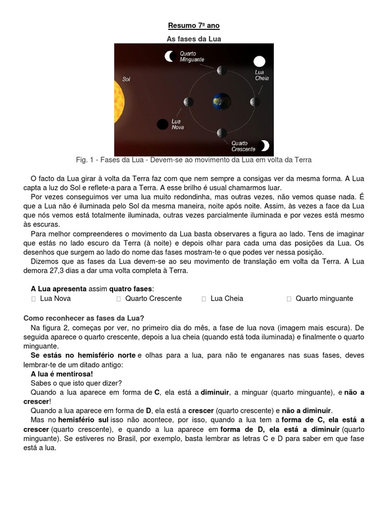 As fases da Lua e seus movimentos em relação à Terra | PDF | Eclipse | Lua