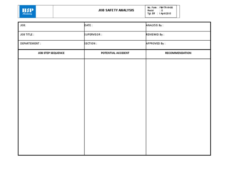 Job Safety Analysis Template | PDF