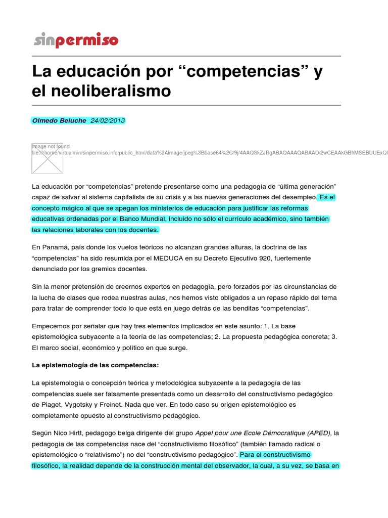 Competencias y Neoliberalismo | PDF | Constructivismo (filosofía de la ...