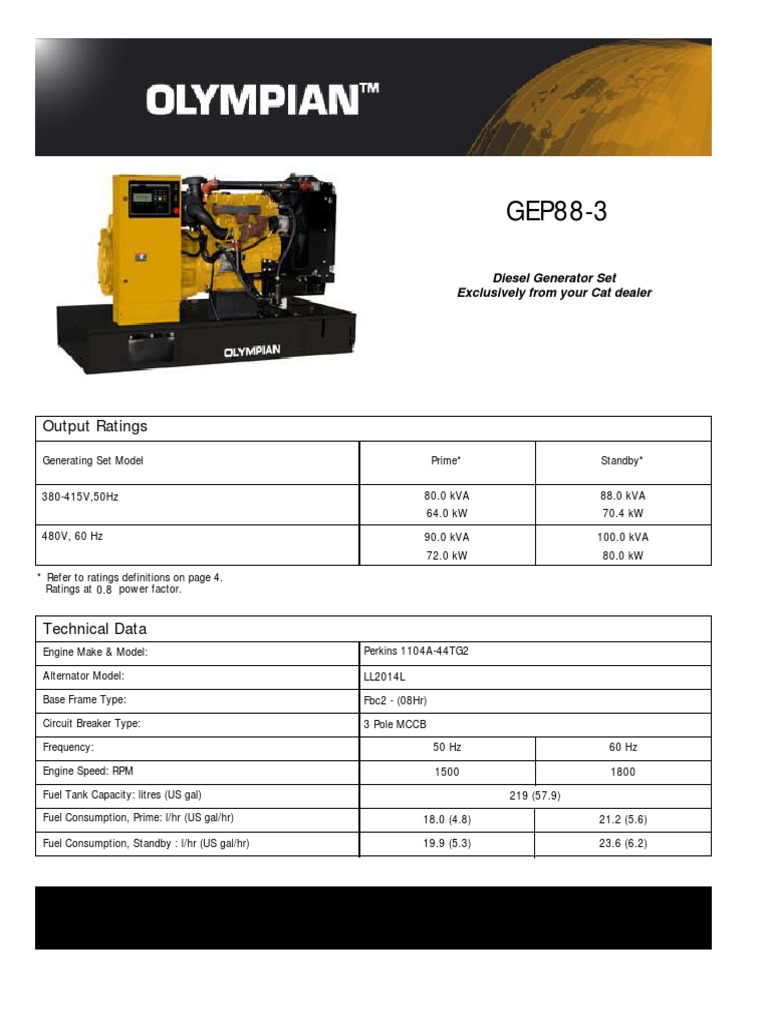 Output Ratings: Diesel Generator Set Exclusively From Your Cat Dealer ...
