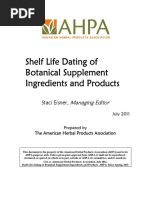 Shelf Life Dating of Botanical Supplement Ingredients and Products