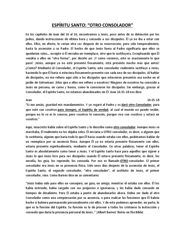 El Espíritu Santo: Nuestro Consolador | PDF | espíritu Santo ...