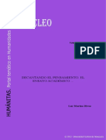 DECANTANDO EL PENSAMIENTO. EL ENSAYO ACADÉMICO Y LA INVESTIGACIÓN EN LITERATURA