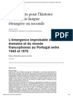 L'Émergence Improbable Du Domaine Et Du Monde Francophones Au Portugal Entre 1945 Et 1970