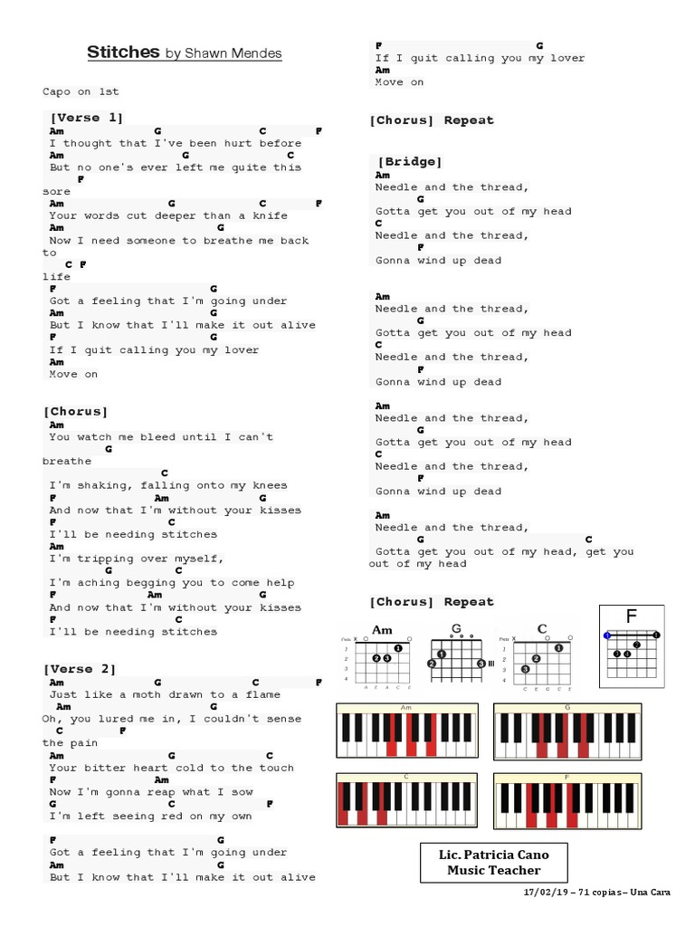 Stitches Song Music Class Pdf Song Structure Popular Music