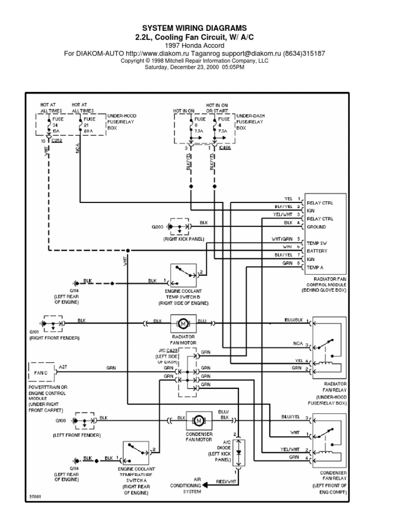 System Wiring Diagrams 2.2L, Cooling Fan Circuit, W/ A/C PDF