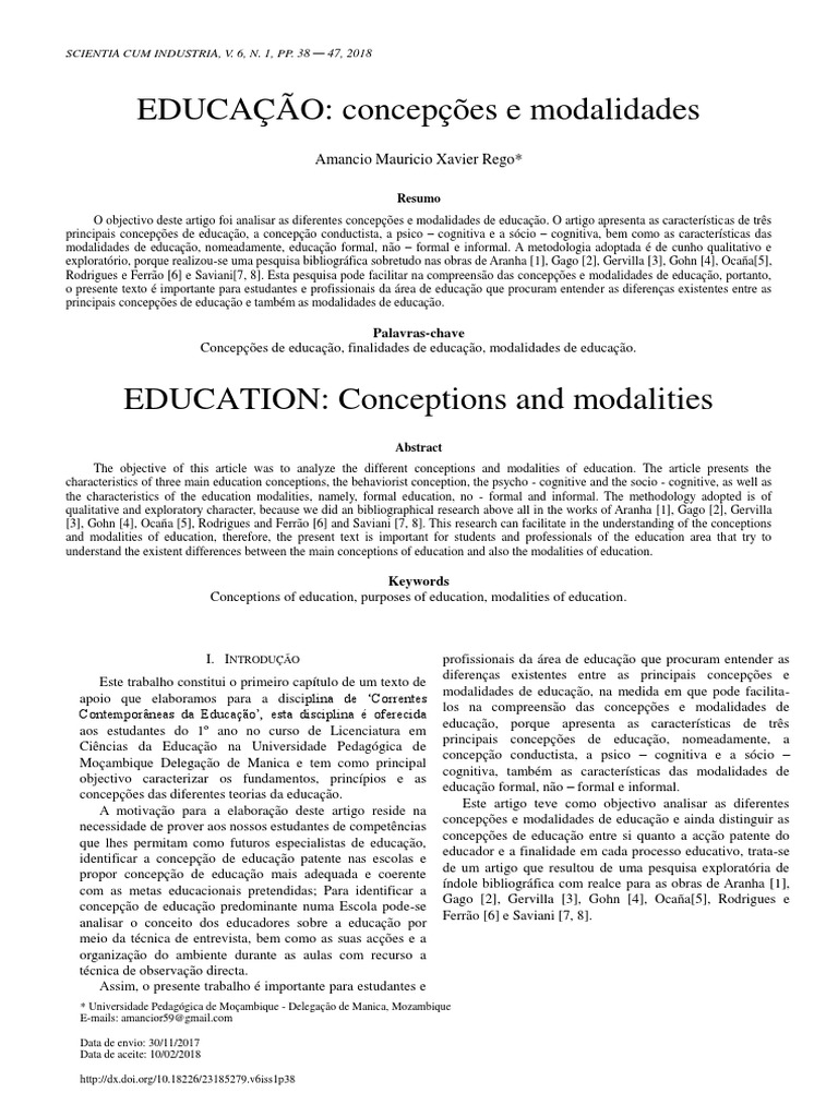 Concepções e Modalidades da Educação | PDF | Pedagogia | Aprendizado