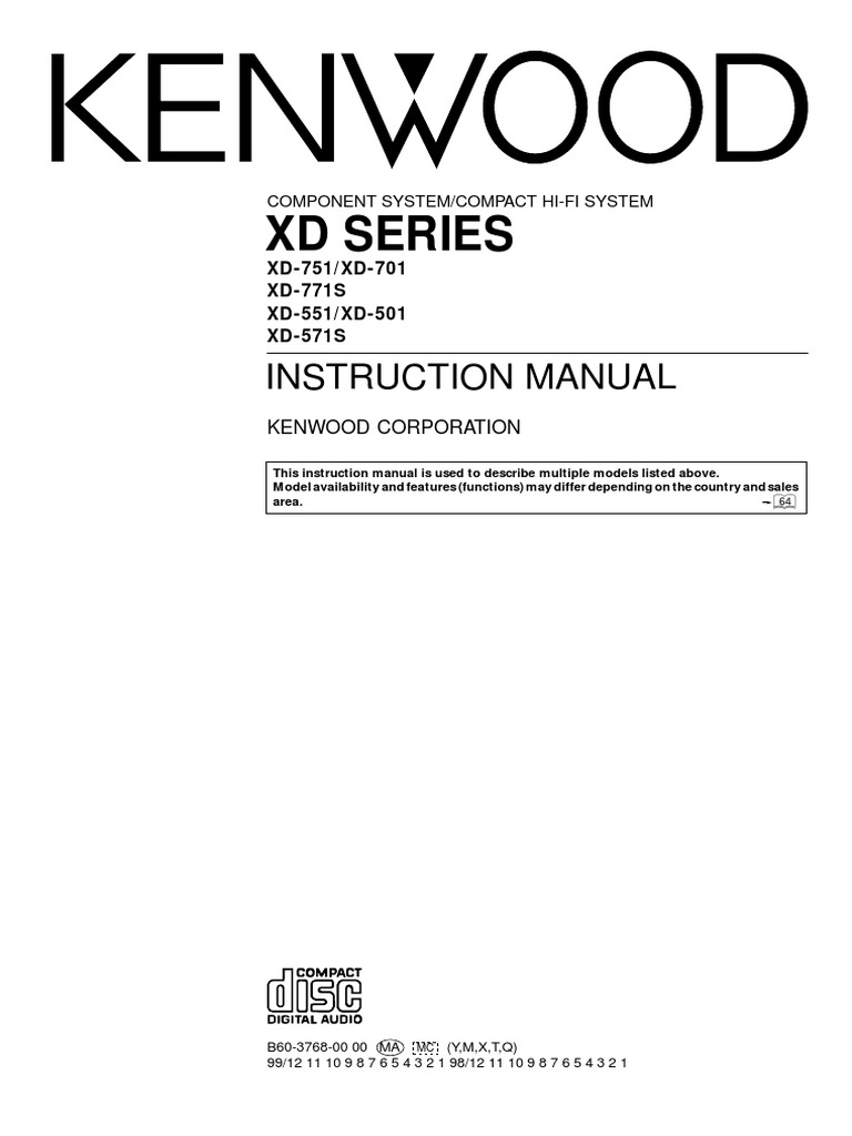 Kenwood Xd 751 Pdf Pdf Compact Cassette Compact Disc