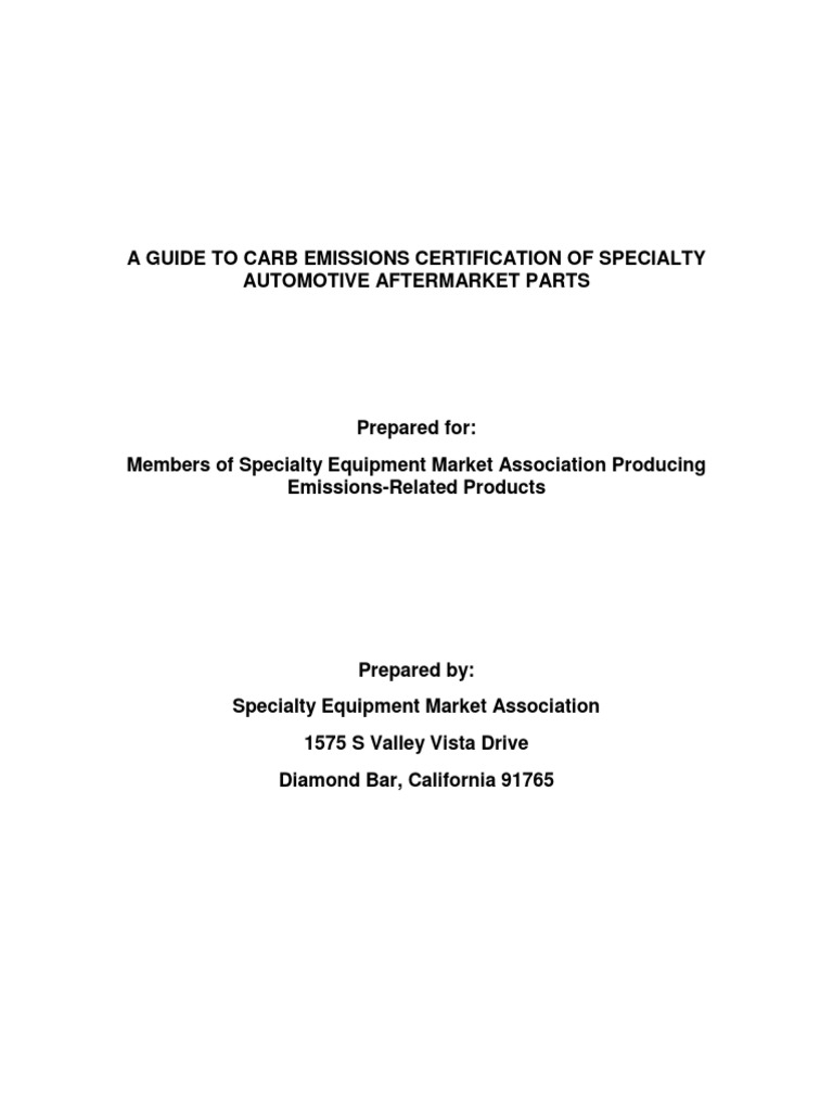 CARB Emissions Certification Guide | PDF | Carburetor | Emission Standard