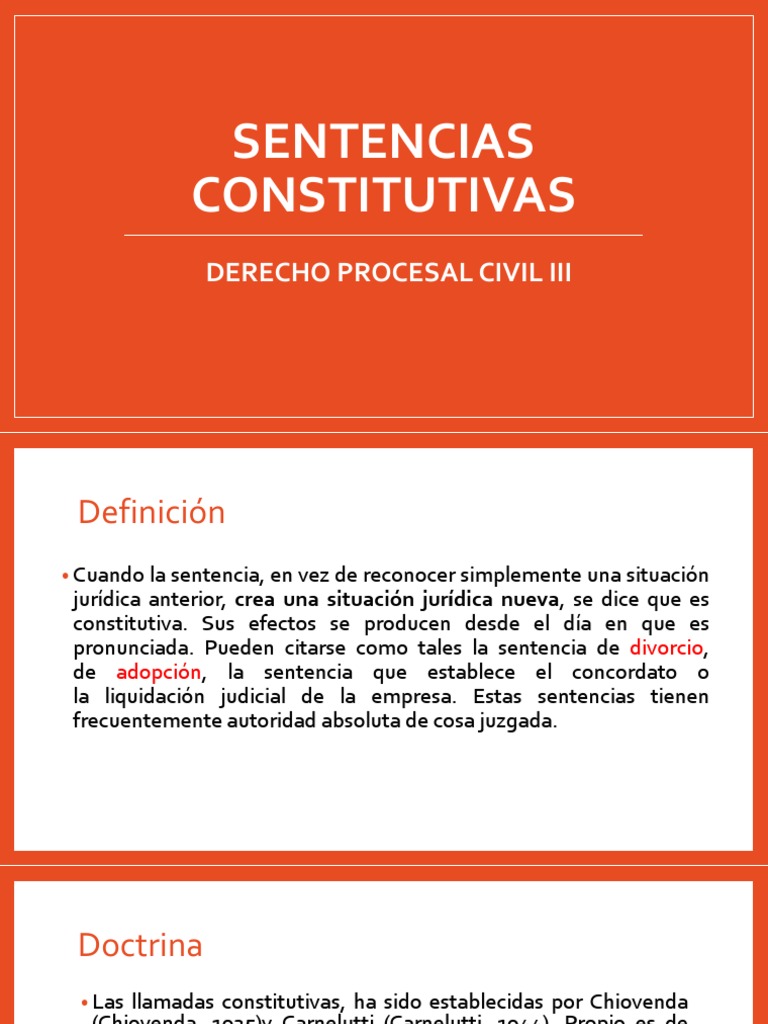 Análisis completo de las sentencias constitutivas en el Derecho
