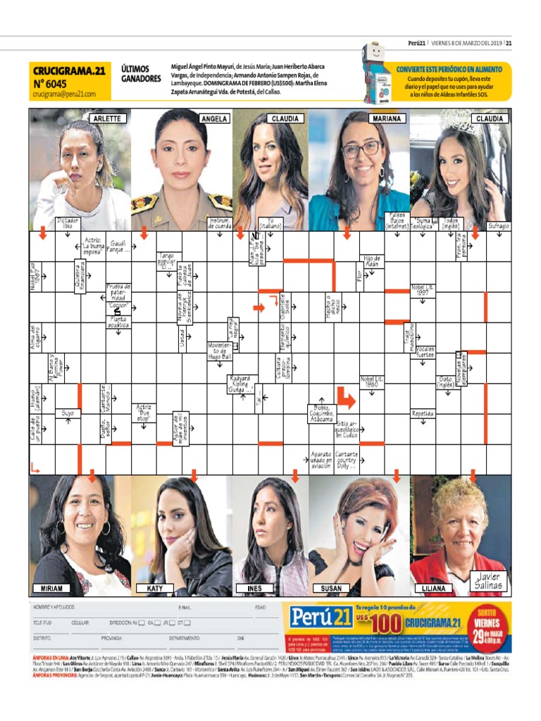 Mujeres en Crucigrama - Día de la Mujer Peru21 | Violencia | Prueba