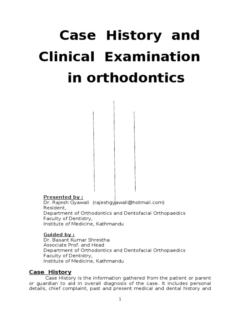 Orthodontic Case History and Examination | PDF | Orthodontics | Skull