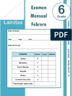 Febrero - 6to Grado - Examen Mensual (2018-2019)