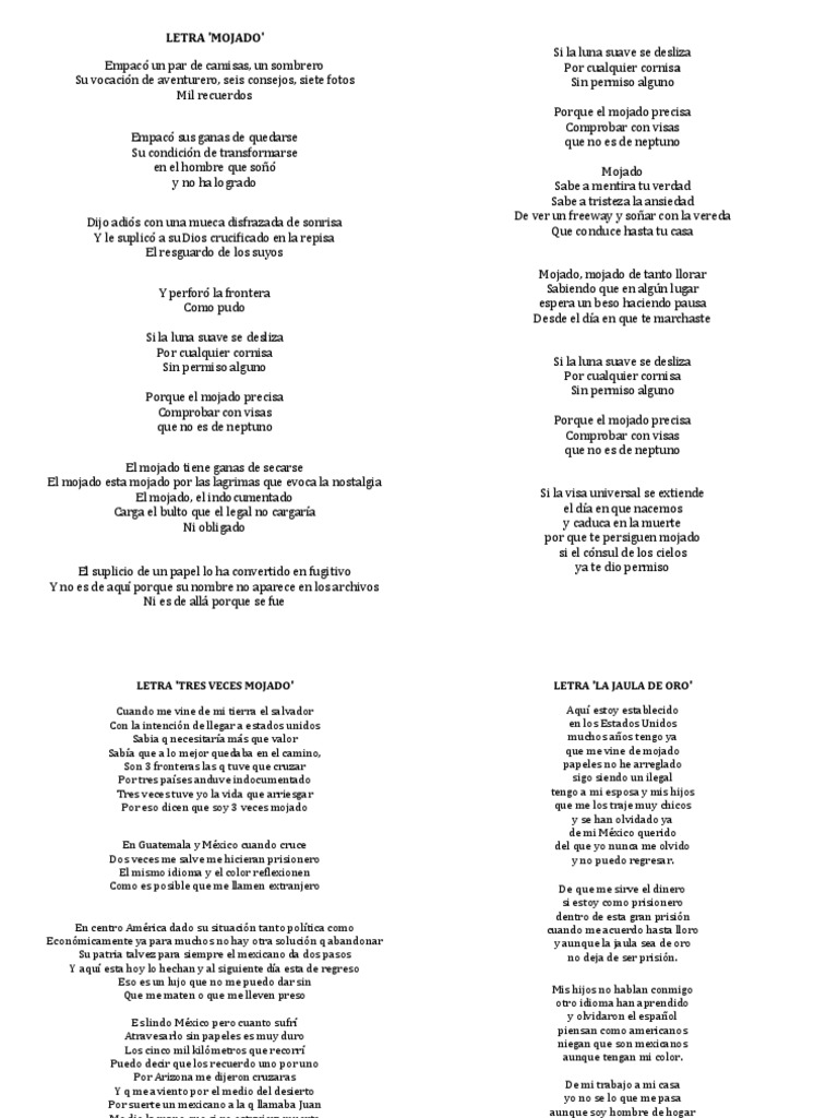 Letra De Canciones Sobre Migracion Pdf Mexico Prision