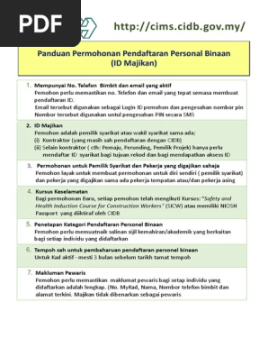Proses Syarat Constructtion Personel Id Majikan Update Pdf
