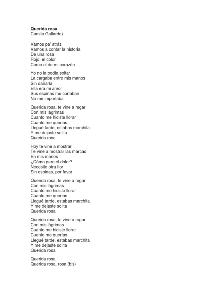 Letra Querida Rosa PDF