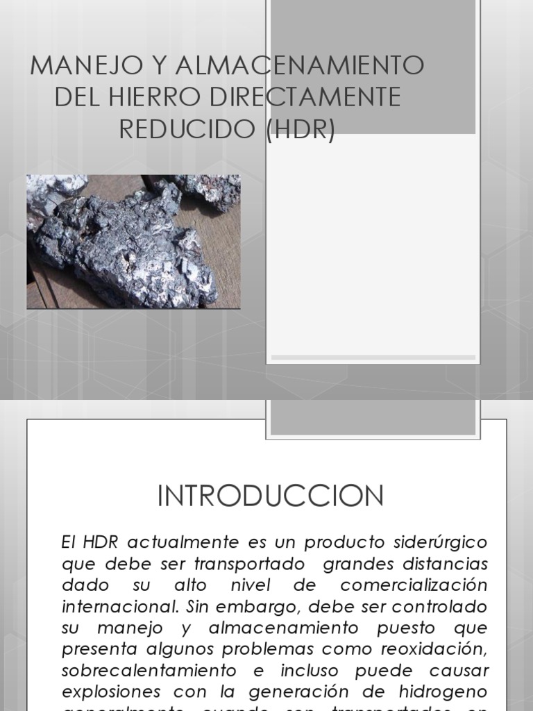 Manejo Y Almacenamiento Del Hierro Directamente Reducido (Hdr) | Redox
