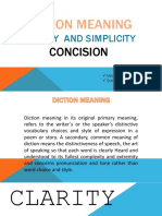 Diction Clarity Concision and Simplicity