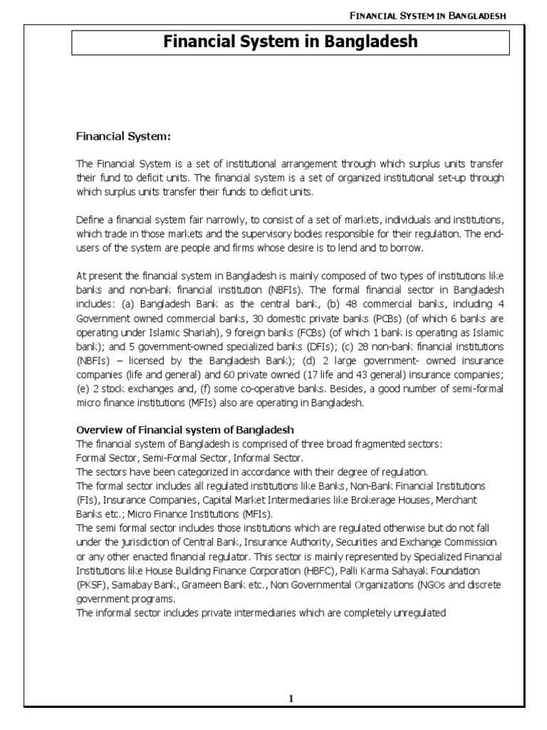 Financial System of Bangladesh | PDF | Money Market | Financial Markets