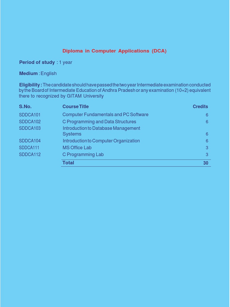 DCA Program: Curriculum & Eligibility | PDF
