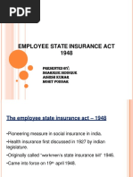 Employee State Insurance Act 1948: Presented by Sharique Siddique Ashish Kumar Mohit Poddar