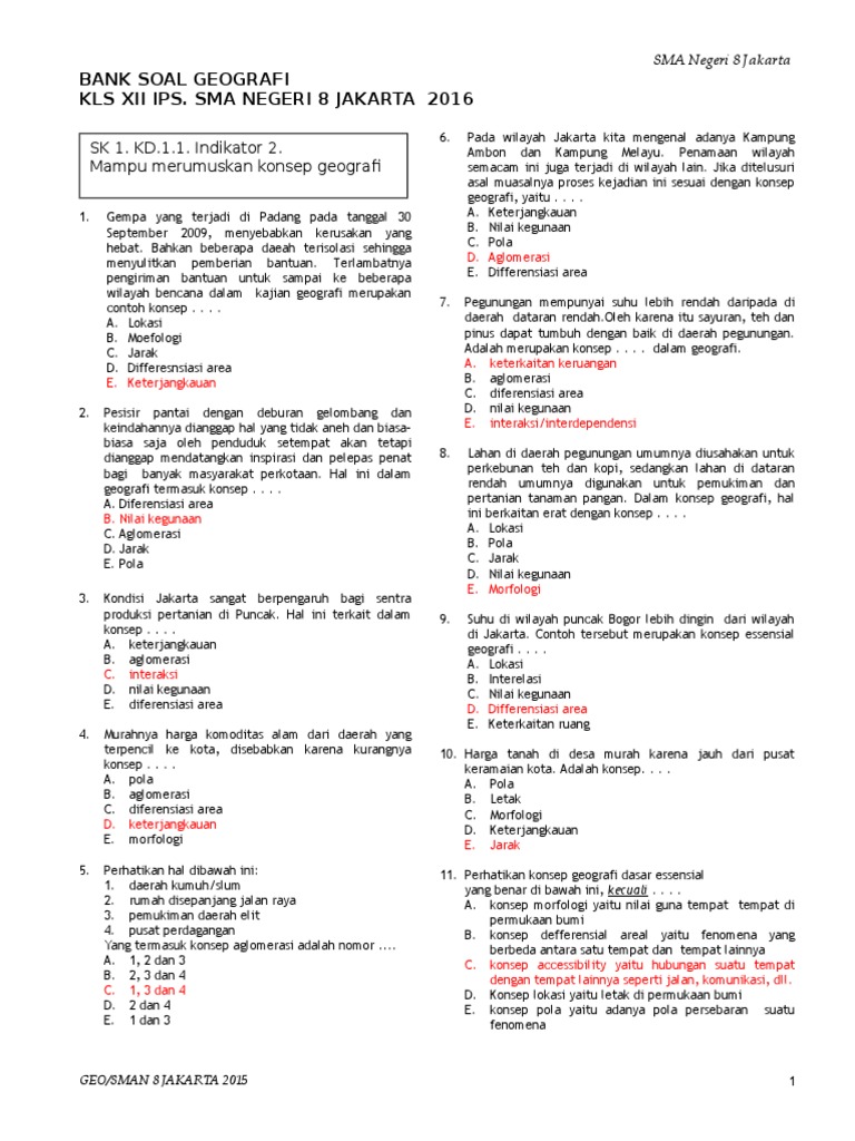 Bank Soal Geografi 2017