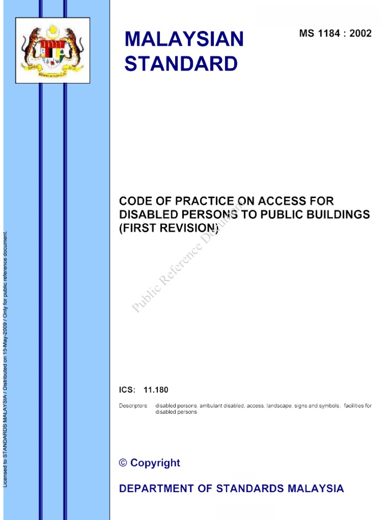 Ms 1184 02 1 Code Of Practice On Access For Disabled Person Pdf Pdf