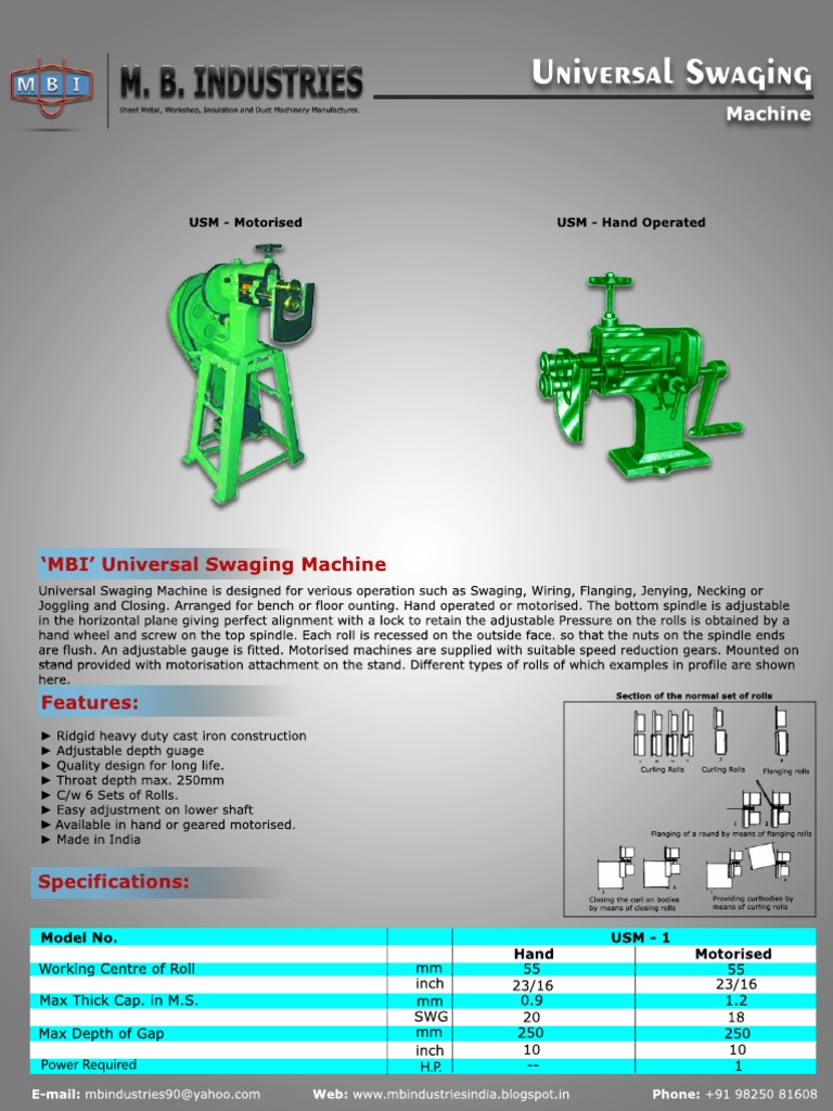 Universal Swaging Machine Specifications | PDF