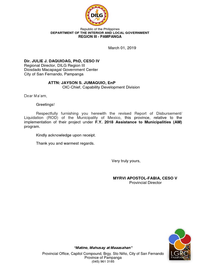Letter To RD Am 2018 Revised Rod Transmittal | PDF | Career & Growth ...