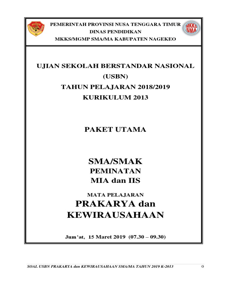 Soal Usbn Prawira Tahun 2019