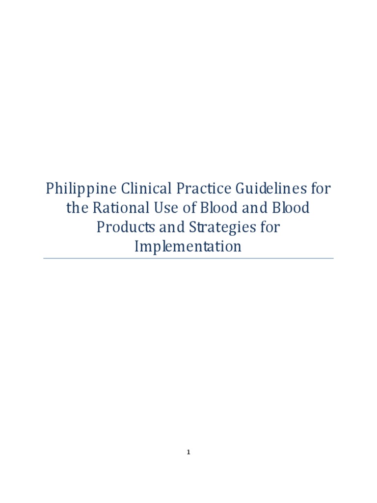 Guidelines for Blood Transfusion in the Philippines | PDF | Blood ...