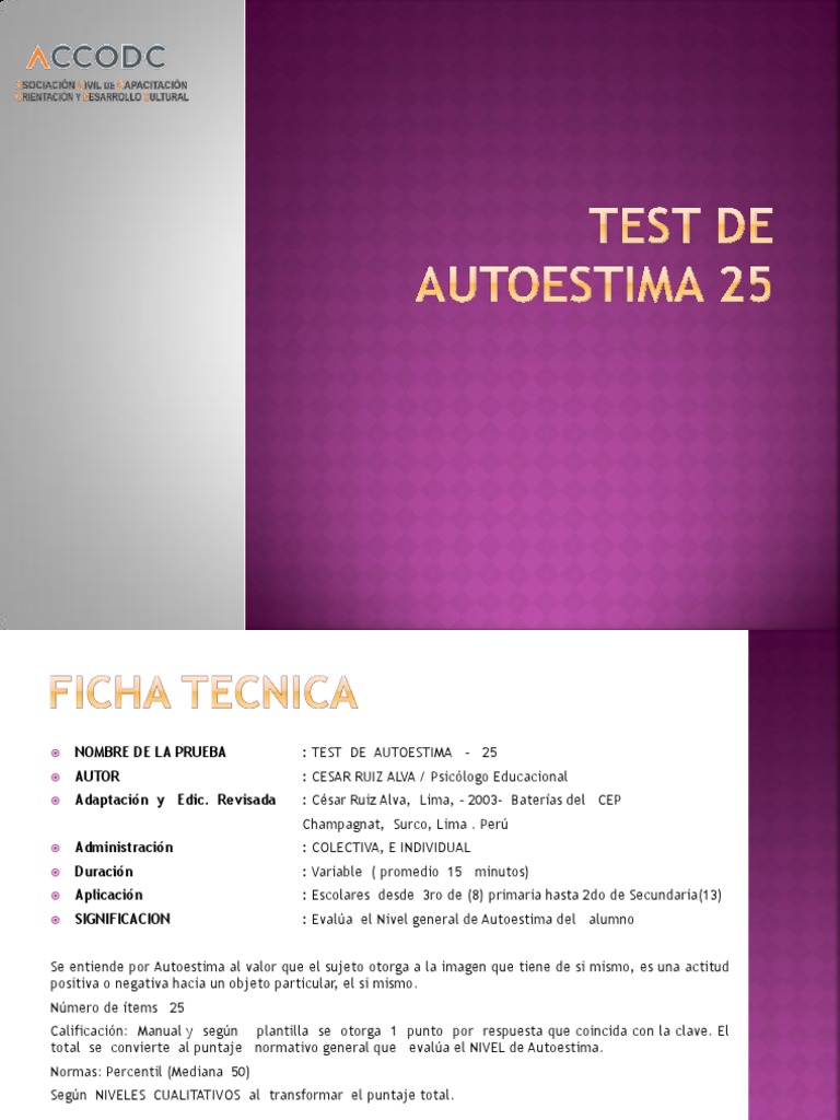 Test de Autoestima 25 | PDF | Toma de decisiones | Aparición