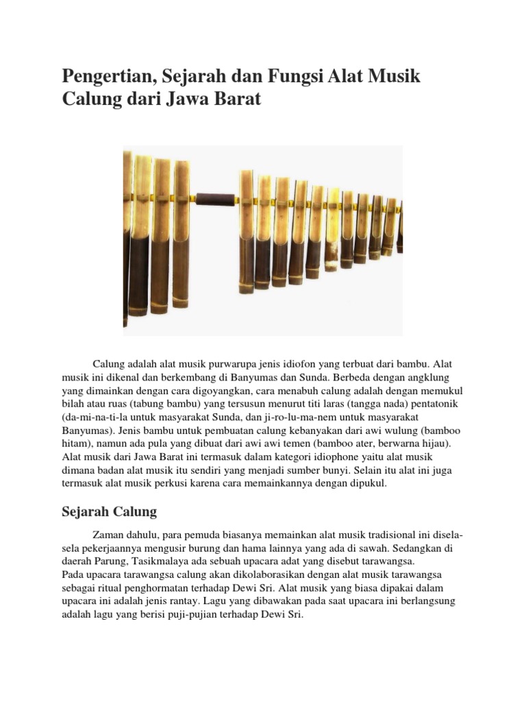 Pengertian dan Sejarah Alat Musik Calung | PDF