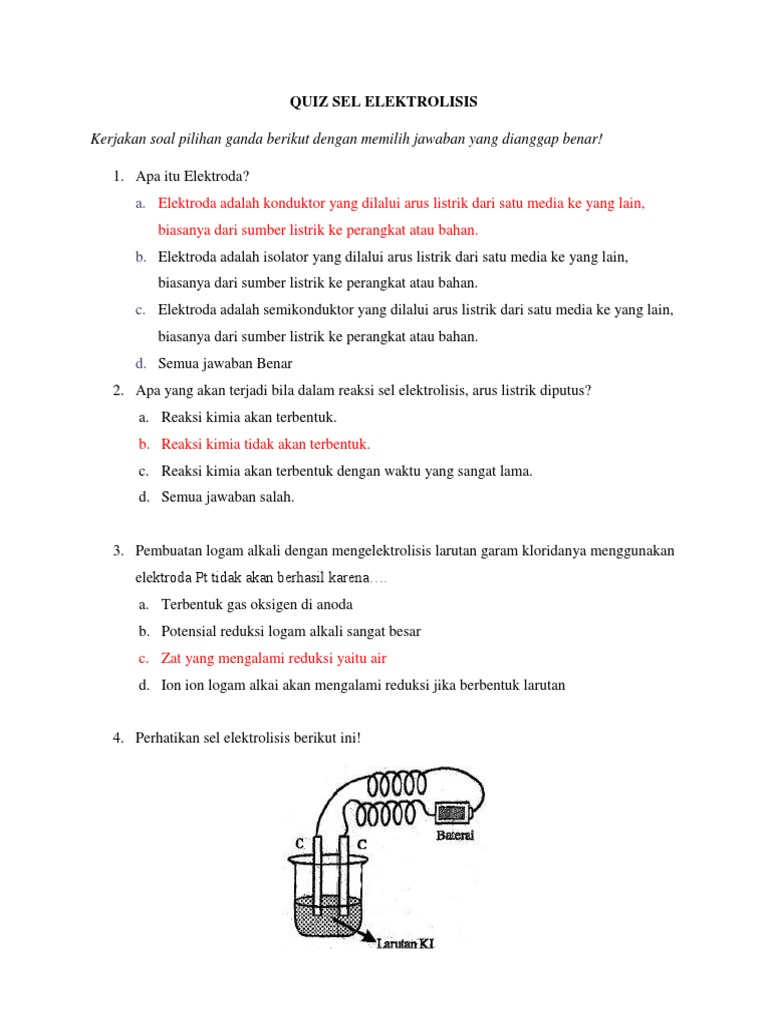 Soal Elektrolisis