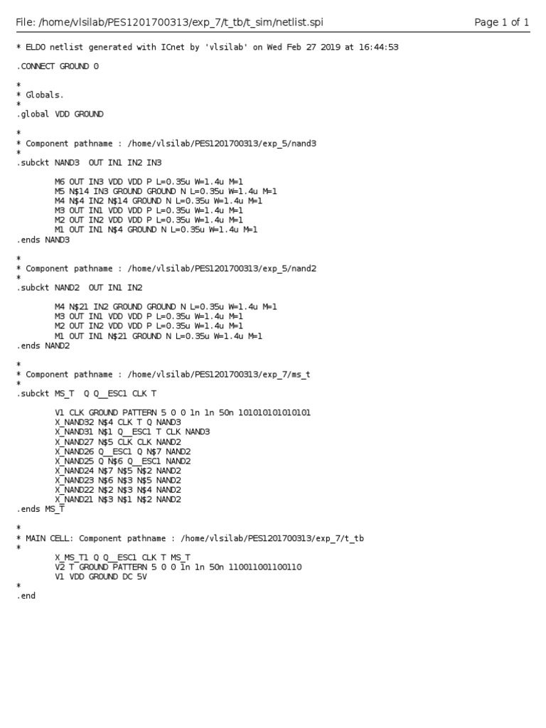 NAND3 Subcircuit Netlist | PDF