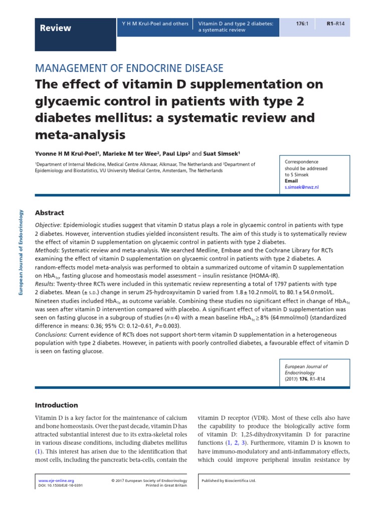The Effect of Vitamin D Supplementation On Glycaemic Control in ...