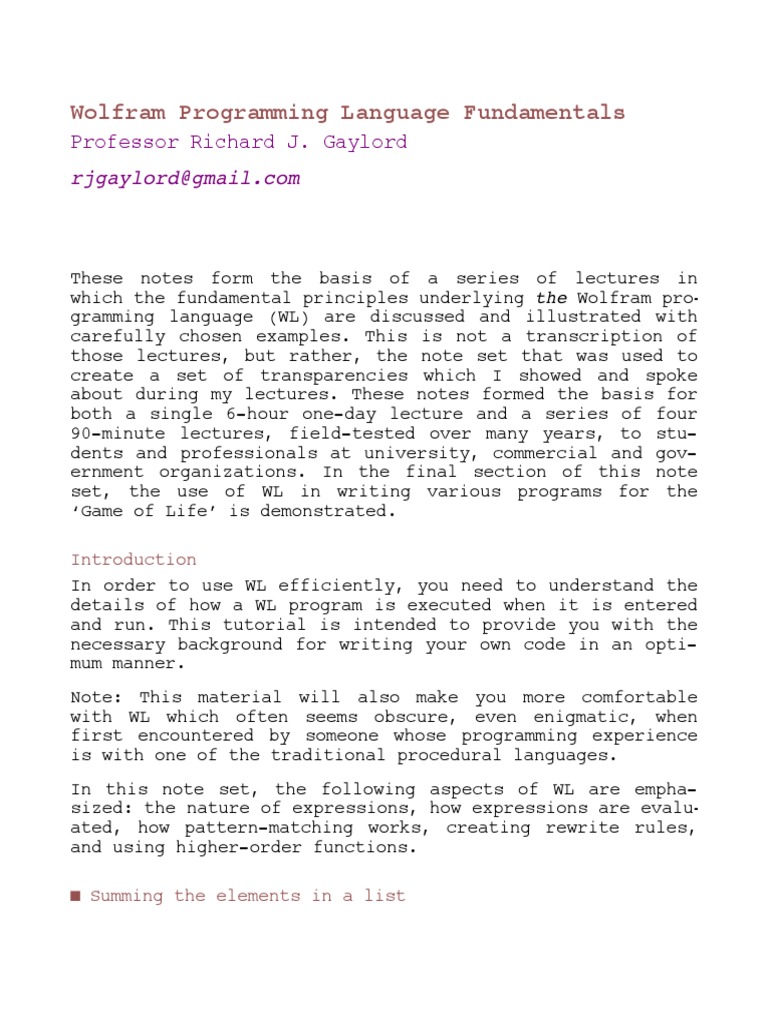 Wolfram Programming Language Fundamental PDF | PDF | Subroutine ...